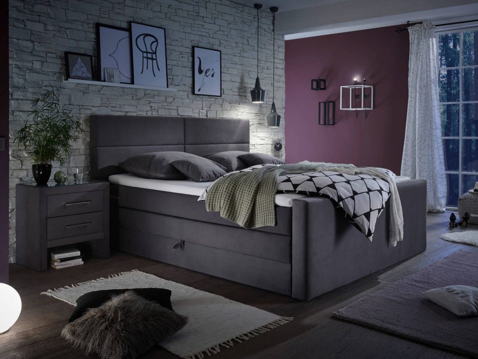 Łóżko Boxspring LUISA z pojemnikiem na pościel